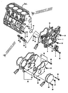  Двигатель Yanmar 4TNV98-ZVHYB1, узел -  Корпус редуктора 