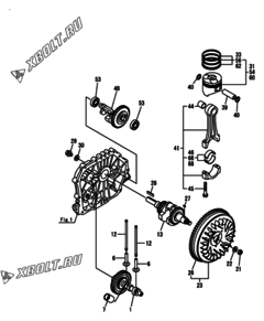  Двигатель Yanmar L100N6CJ9T1CACR, узел -  Коленвал, поршень и распредвал 