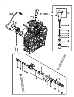  Двигатель Yanmar L100N6CJ9T1CACR, узел -  Топливный насос высокого давления (ТНВД) и форсунка 