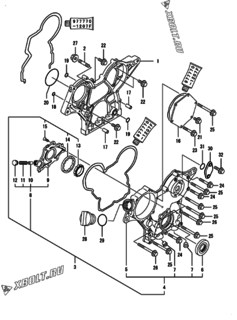  Двигатель Yanmar 3TNV76-GPGEC, узел -  Корпус редуктора 
