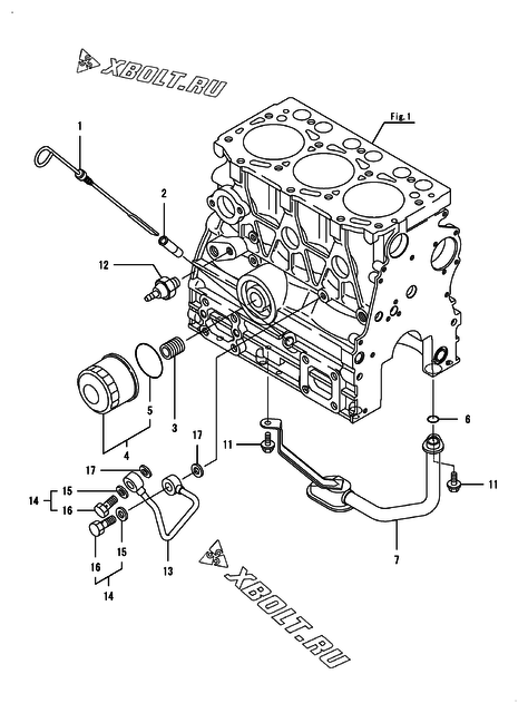  Система смазки двигателя Yanmar 3TNV76-GPGEC