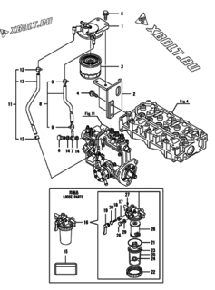  Двигатель Yanmar 3TNV76-GPGEC, узел -  Топливопровод 