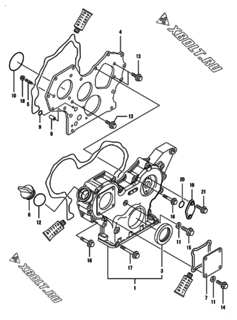  Двигатель Yanmar 3TNV88-BGPGEC, узел -  Корпус редуктора 