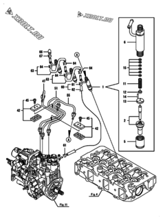  Двигатель Yanmar 3TNV88-BGPGEC, узел -  Форсунка 