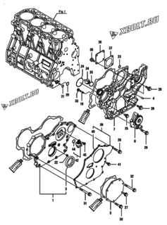  Двигатель Yanmar 4TNV98-GPGEC, узел -  Корпус редуктора 