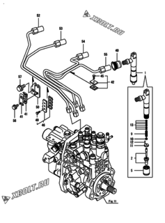  Двигатель Yanmar 4TNV98-GPGEC, узел -  Форсунка 