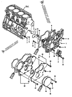  Двигатель Yanmar 4TNV98T-ZNPZ, узел -  Корпус редуктора 