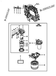  Двигатель Yanmar 3TNM72-GHFCL, узел -  Топливопровод 
