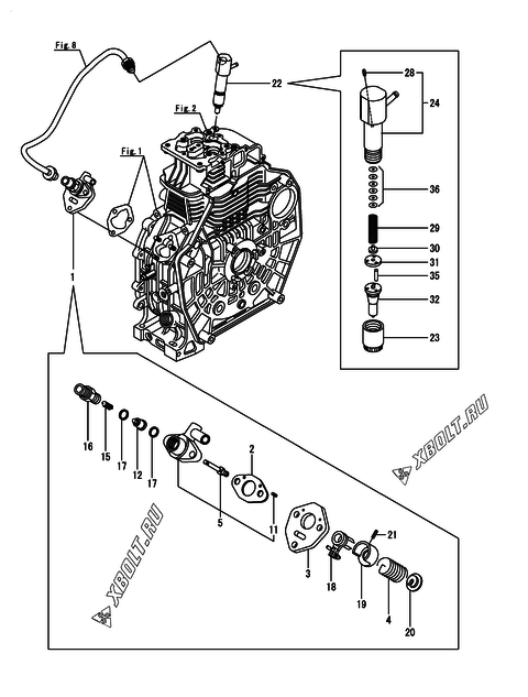  Топливный насос высокого давления (ТНВД) и форсунка двигателя Yanmar L70N5EF1C1AA