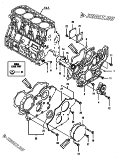  Двигатель Yanmar 4TNV98T-ZXNMS, узел -  Корпус редуктора 
