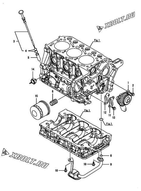  Система смазки двигателя Yanmar 3TNM72-GWG