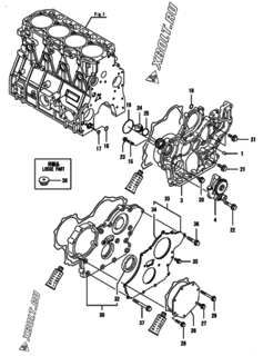  Двигатель Yanmar 4TNV98-ZNMS2F, узел -  Корпус редуктора 