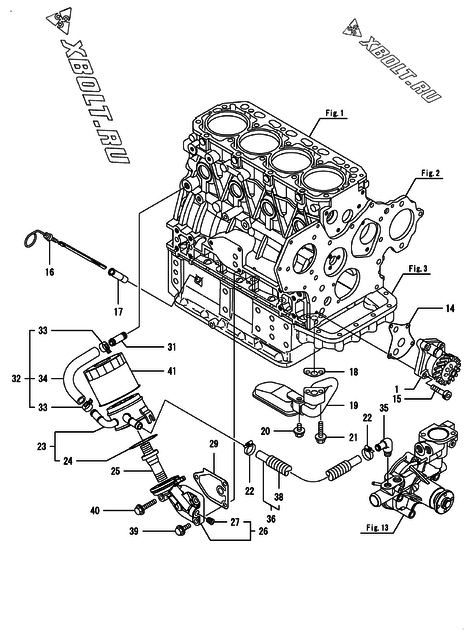  Система смазки двигателя Yanmar 4TNV84T-ZXKVA