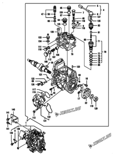  Двигатель Yanmar 4TNV84T-ZXKVA, узел -  Топливный насос высокого давления (ТНВД) 