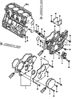  Двигатель Yanmar 4TNV94L-BXPYB, узел -  Корпус редуктора 