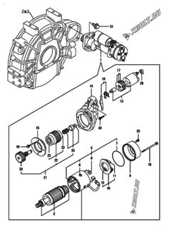  Двигатель Yanmar 4TNV94L-BXPYB, узел -  Стартер 