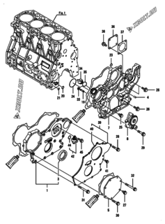  Двигатель Yanmar 4TNV98-IGE, узел -  Корпус редуктора 