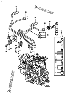  Двигатель Yanmar 4TNV98-IGE, узел -  Форсунка 