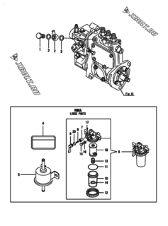  Двигатель Yanmar 3TNV76-SNSE12, узел -  Топливный фильтр 