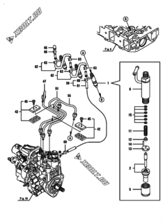  Двигатель Yanmar 3TNV84T-BKWM, узел -  Форсунка 