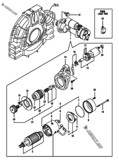  Двигатель Yanmar 4TNV98-ZNGTF, узел -  Стартер 