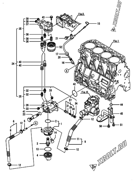  Система смазки двигателя Yanmar 4TNV98T-ZNIME