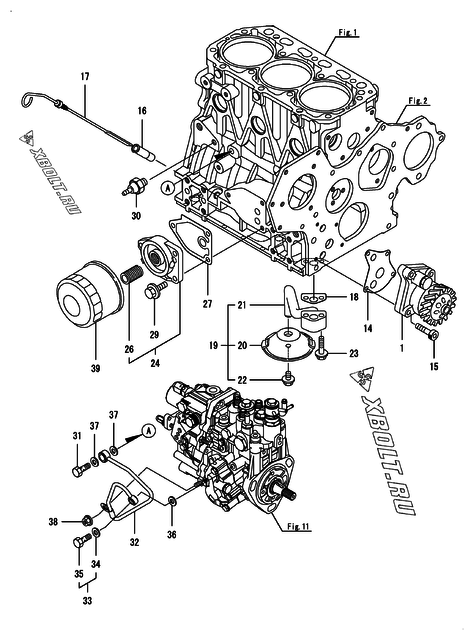  Система смазки двигателя Yanmar 3TNV88-BKVA