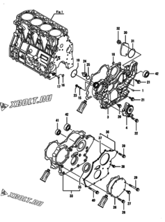  Двигатель Yanmar 4TNV98-NLVC, узел -  Корпус редуктора 