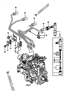  Двигатель Yanmar 4TNV98-NLVC, узел -  Форсунка 