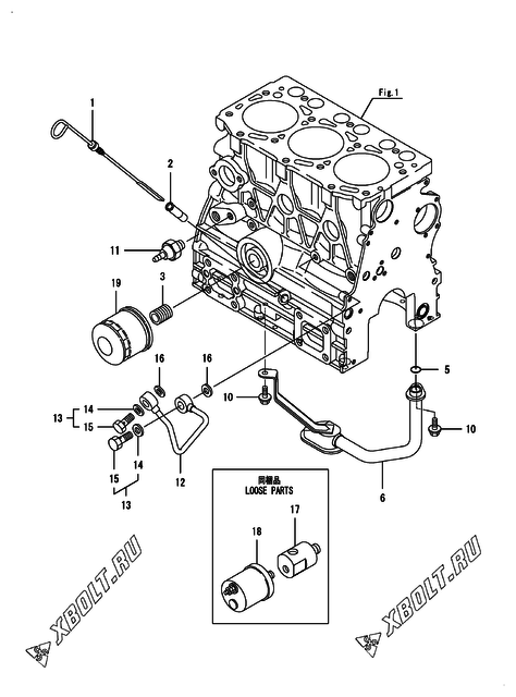  Система смазки двигателя Yanmar 3TNV76-GGEA