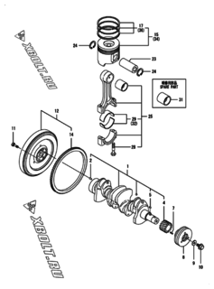  Двигатель Yanmar 4TNV88-BNIS, узел -  Коленвал и поршень 