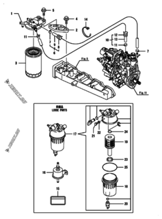  Двигатель Yanmar 4TNV88-BNIS, узел -  Топливопровод 