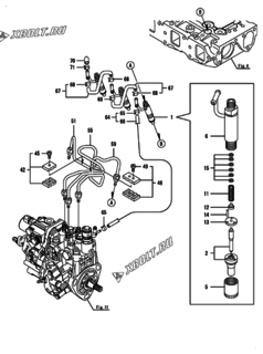  Двигатель Yanmar 3TNV82A-BNIS, узел -  Форсунка 