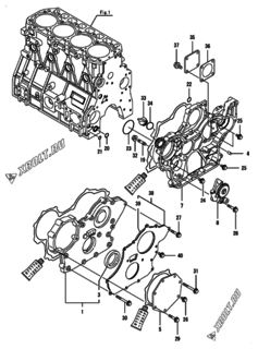  Двигатель Yanmar 4TNV94L-SXGA, узел -  Корпус редуктора 