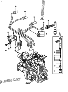  Двигатель Yanmar 4TNV98T-SLY, узел -  Форсунка 