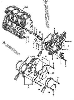  Двигатель Yanmar 4TNV98T-SHYB24, узел -  Корпус редуктора 