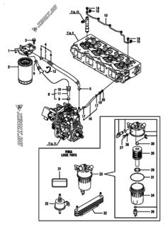  Двигатель Yanmar 4TNV94L-ZXSDB, узел -  Топливопровод 