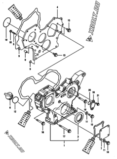  Двигатель Yanmar 4TNV84T-ZMTR, узел -  Корпус редуктора 