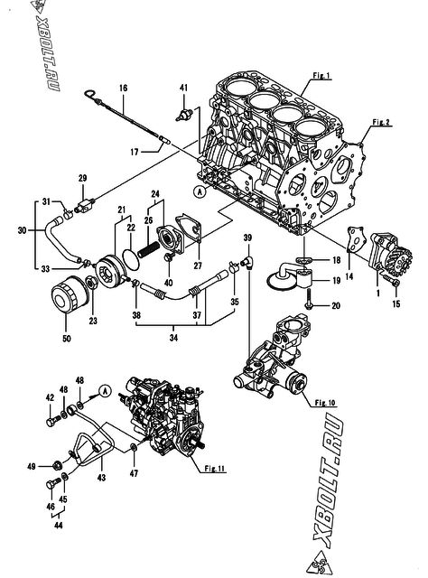  Система смазки двигателя Yanmar 4TNV88-BDAW