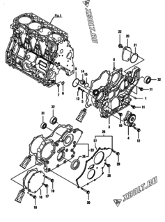  Двигатель Yanmar 4TNV98T-ZXNDI, узел -  Корпус редуктора 