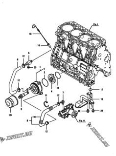  Двигатель Yanmar 4TNV98T-ZXNDI, узел -  Система смазки 
