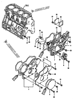  Двигатель Yanmar 4TNV98-IGMF, узел -  Корпус редуктора 