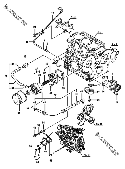  Система смазки двигателя Yanmar 3TNV82A-BDTE
