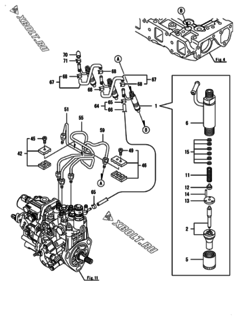  Двигатель Yanmar 3TNV82A-BDTE, узел -  Форсунка 