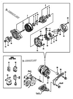  Двигатель Yanmar 3TNV88-BDTE, узел -  Генератор 