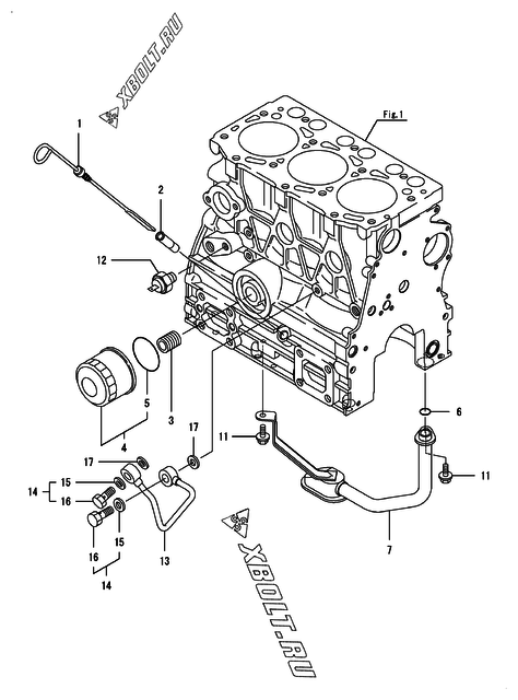  Система смазки двигателя Yanmar 3TNV76-GMF