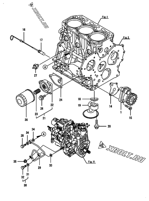  Система смазки двигателя Yanmar 3TNV88-BGMF