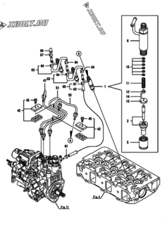 Двигатель Yanmar 3TNV88-BGMF, узел -  Форсунка 