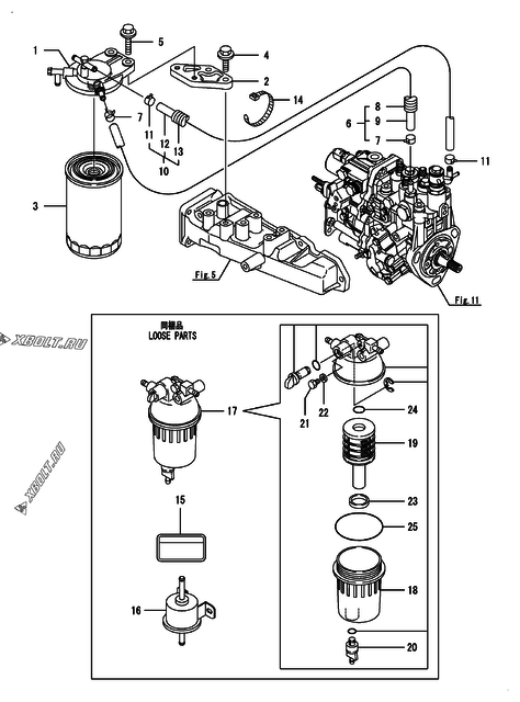  Топливопровод двигателя Yanmar 3TNV88-BGMF