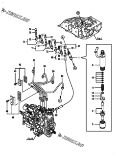  Двигатель Yanmar 4TNV88-BGMF, узел -  Форсунка 